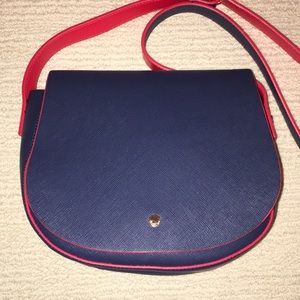 Anthropologie navy and red vegan leather bag!